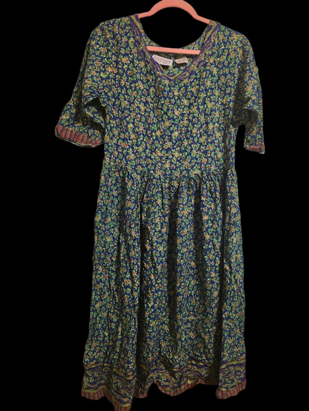 Vintage | Green Floral Boho Dress